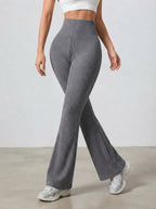 Amelia — High-Waisted Ribbed Flared Trousers