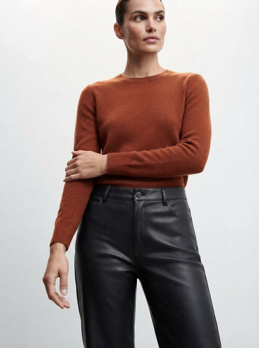 Aria — High-Waisted Wide-Leg Faux Leather Trousers