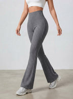 Amelia — High-Waisted Ribbed Flared Trousers