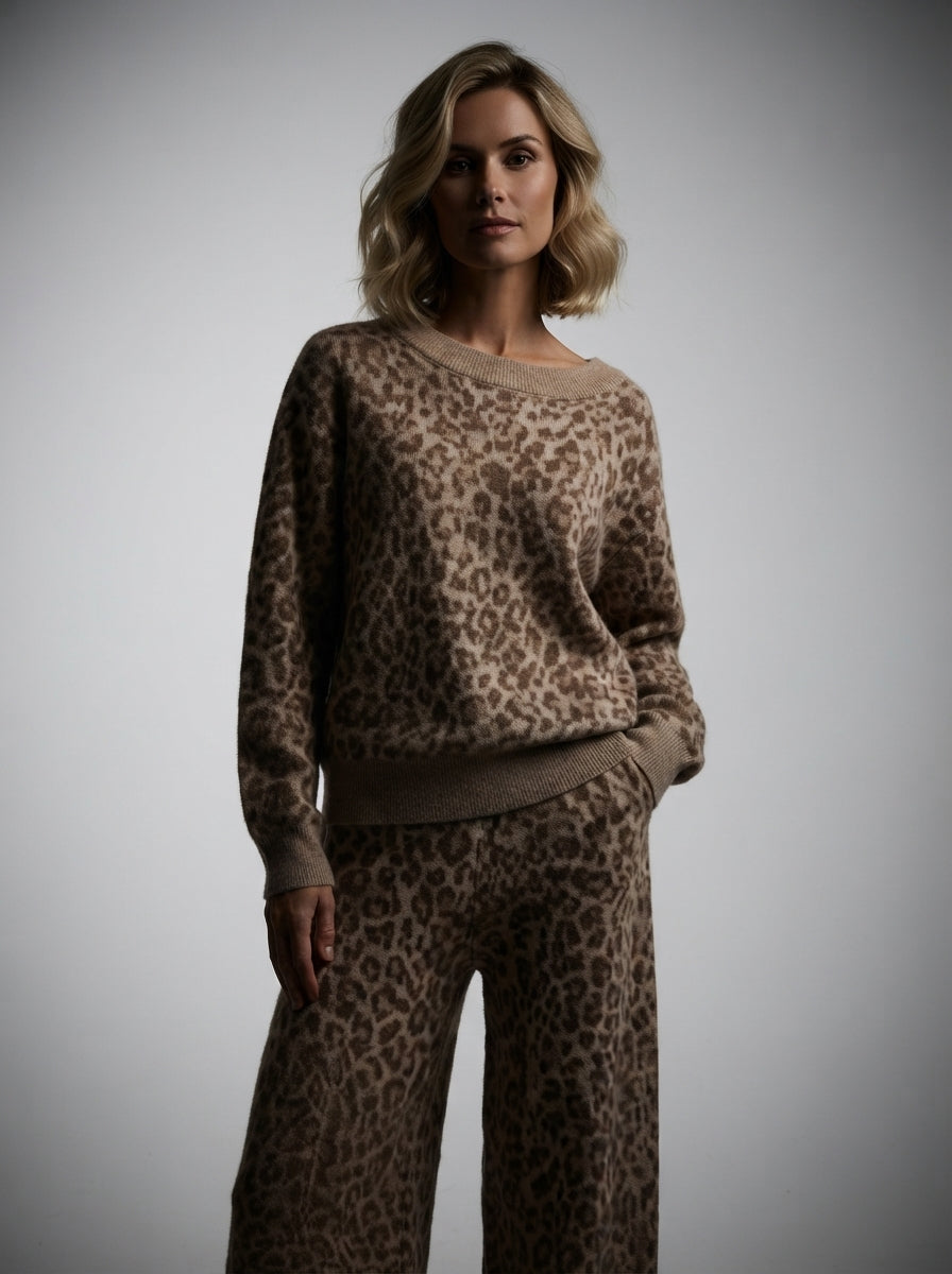 Saskia — Leopard Print Knitted Set