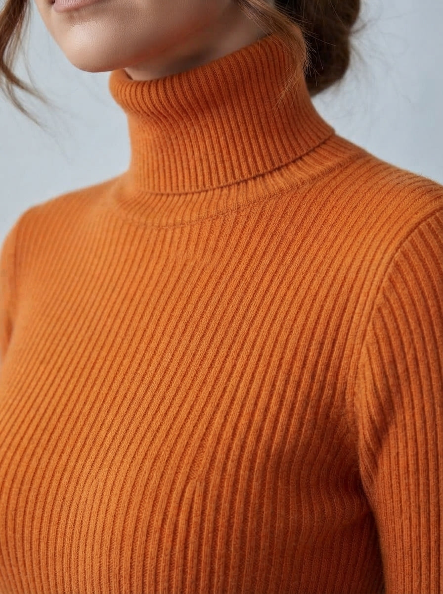 Freya — High-Neck Ribbed Knit Sweater