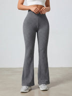 Amelia — High-Waisted Ribbed Flared Trousers