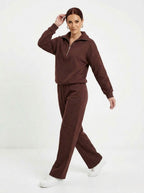 Elena — Half-Zip Knit Wide-Leg Set