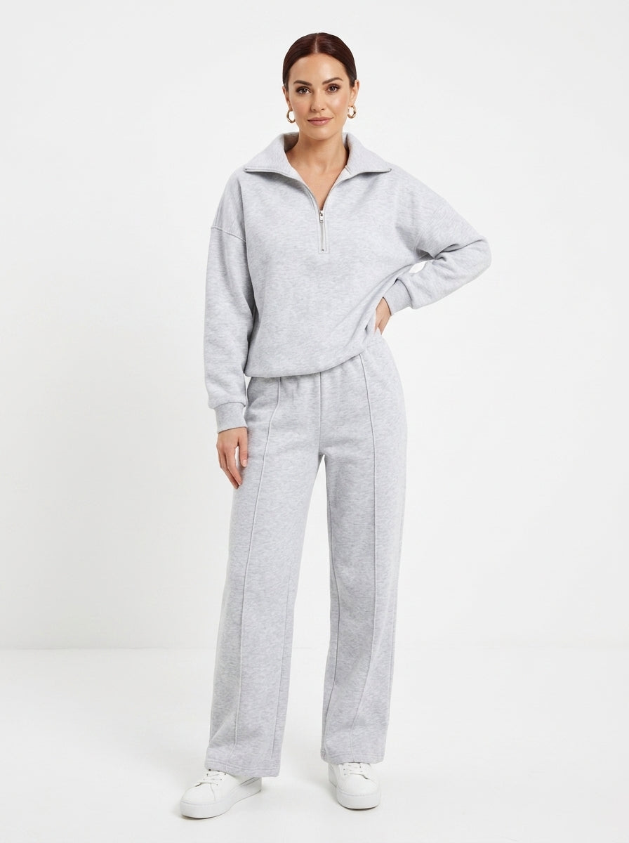Elena — Half-Zip Knit Wide-Leg Set