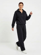 Elena — Half-Zip Knit Wide-Leg Set