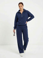 Elena — Half-Zip Knit Wide-Leg Set