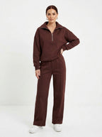 Elena — Half-Zip Knit Wide-Leg Set