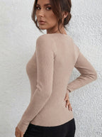 Chloe — Slim-Fit Ribbed V-Neck Sweater