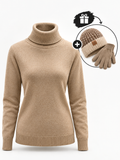 Belvane — Fleece-Lined Turtleneck Jumper with Free Matching Lined Beanie and Gloves