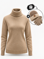 Belvane — Fleece-Lined Turtleneck Jumper with Free Matching Lined Beanie and Gloves