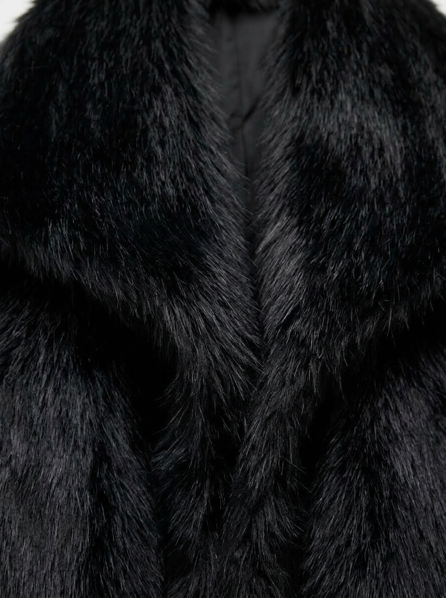 Vienza — High-Neck Faux Fur Coat