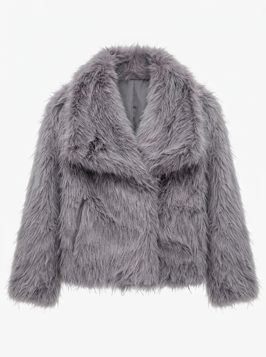 Vienza — High-Neck Faux Fur Coat