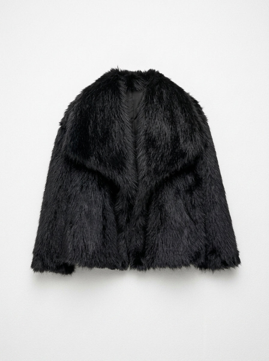 Vienza — High-Neck Faux Fur Coat
