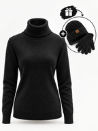 Belvane — Fleece-Lined Turtleneck Jumper with Free Matching Lined Beanie and Gloves