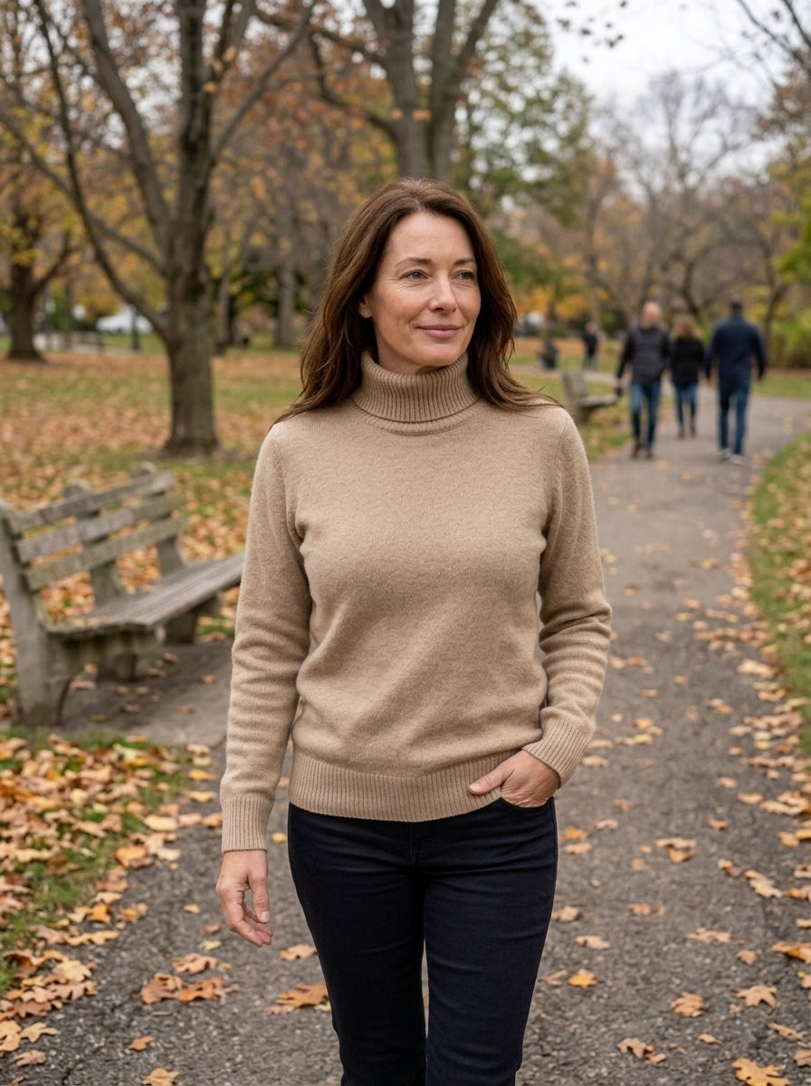 Belvane — Fleece-Lined Turtleneck Jumper with Free Matching Lined Beanie and Gloves