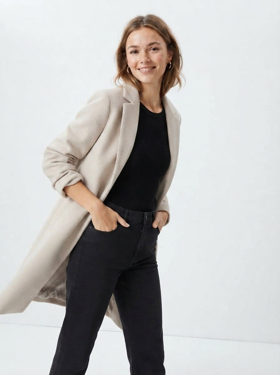 Aurelia — Open-Front Long Trench Coat