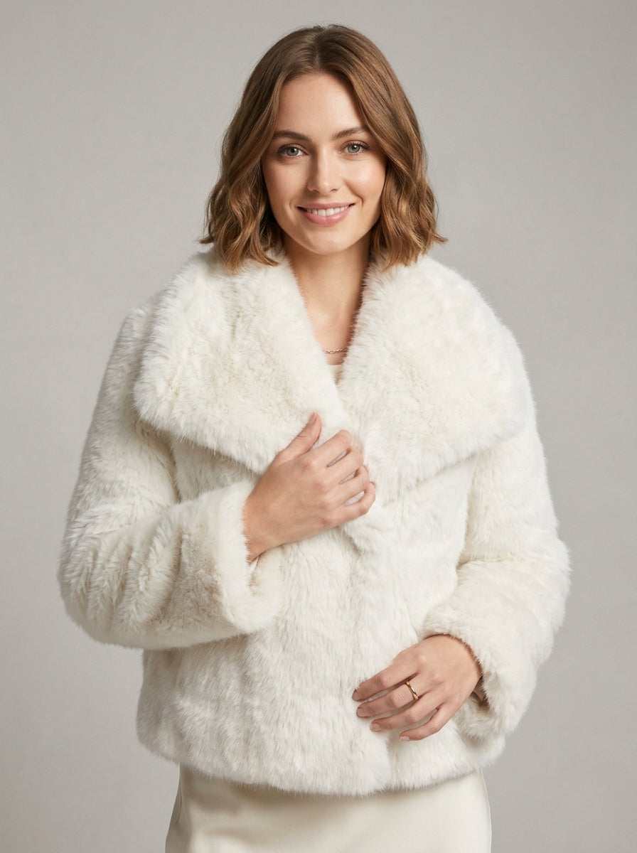 Vienza — High-Neck Faux Fur Coat