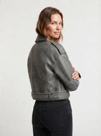 Alivia — Short Faux Leather Biker