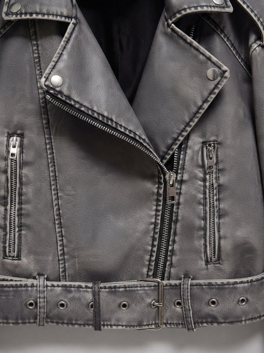 Alivia — Short Faux Leather Biker