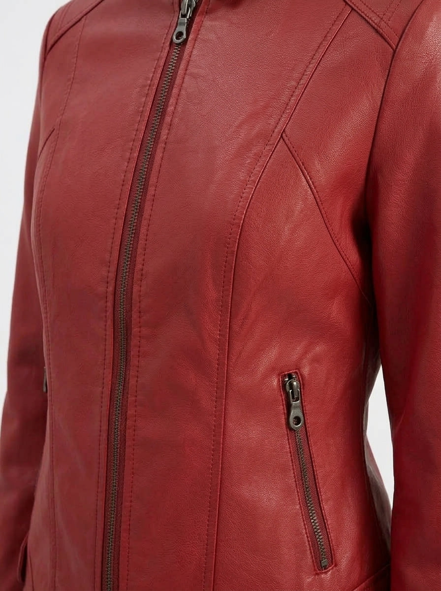 Seraphina — High-Neck Faux Leather Jacket