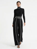 Elysia — Contrast Panel Wide-Leg Set