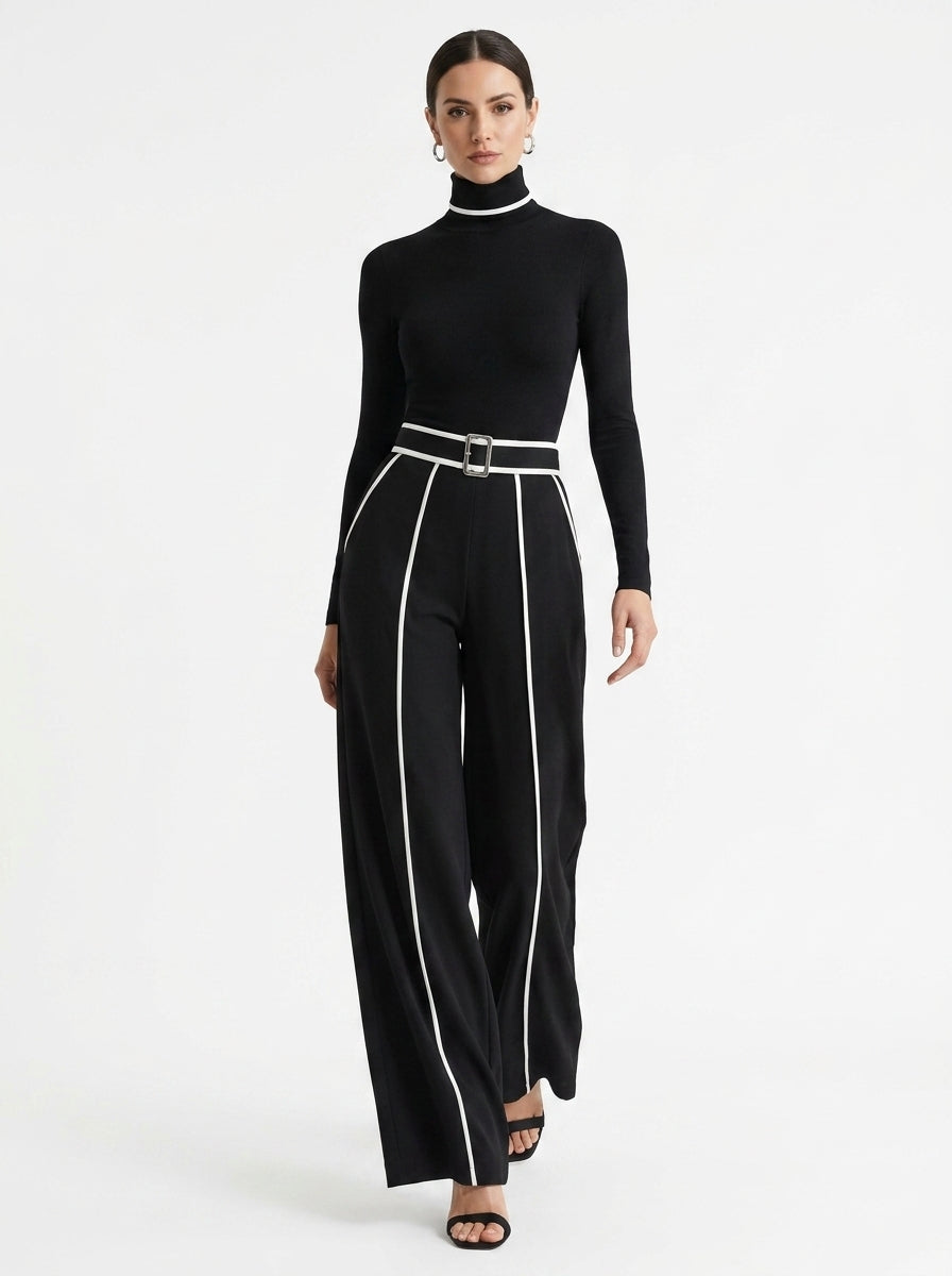 Elysia — Contrast Panel Wide-Leg Set