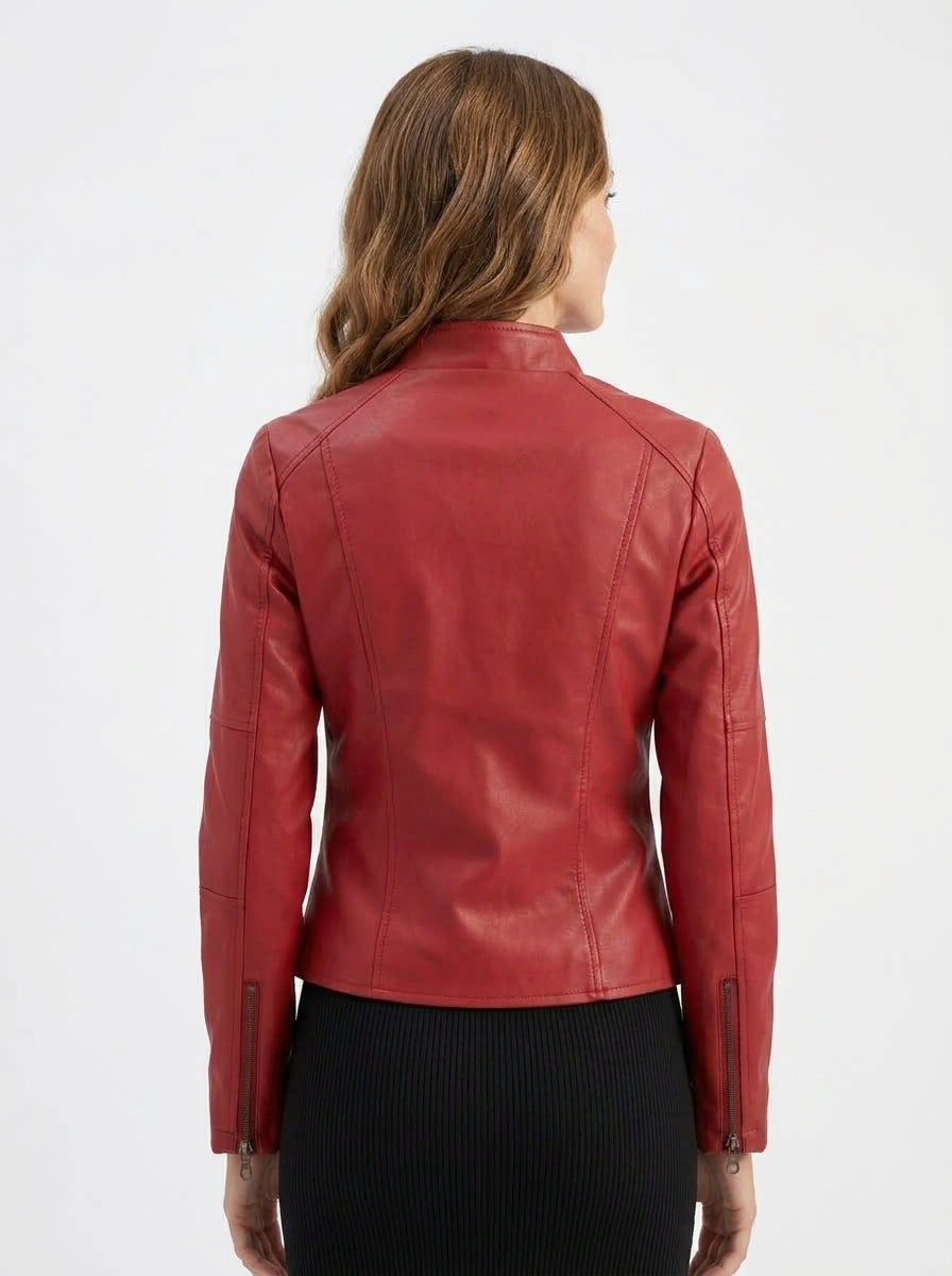 Seraphina — High-Neck Faux Leather Jacket