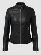 Seraphina — High-Neck Faux Leather Jacket