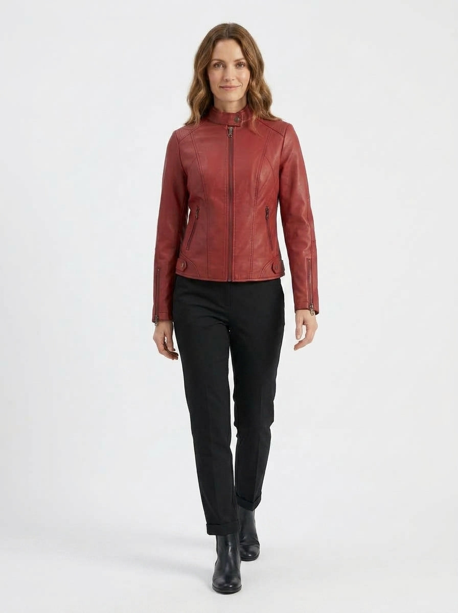 Seraphina — High-Neck Faux Leather Jacket