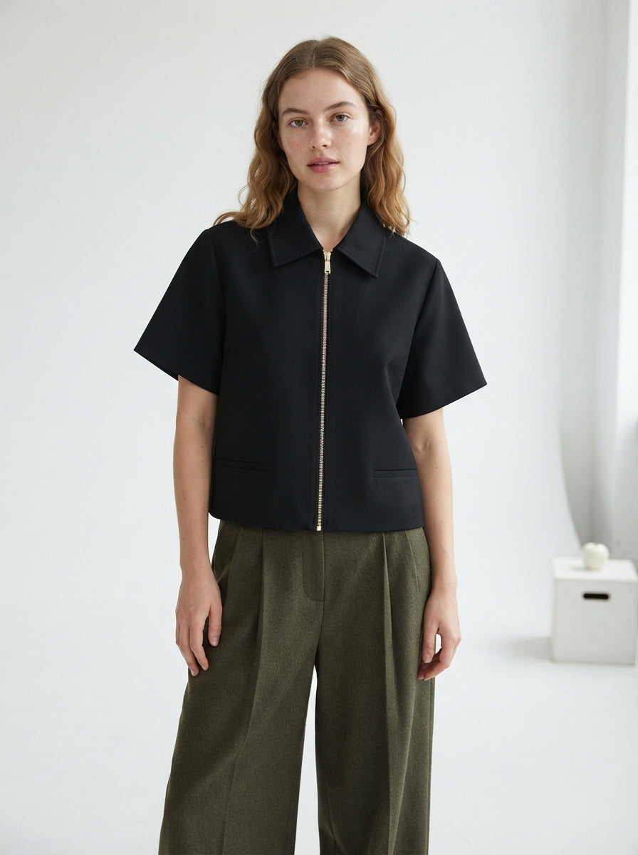Aveline — Cropped Bomber Jacket