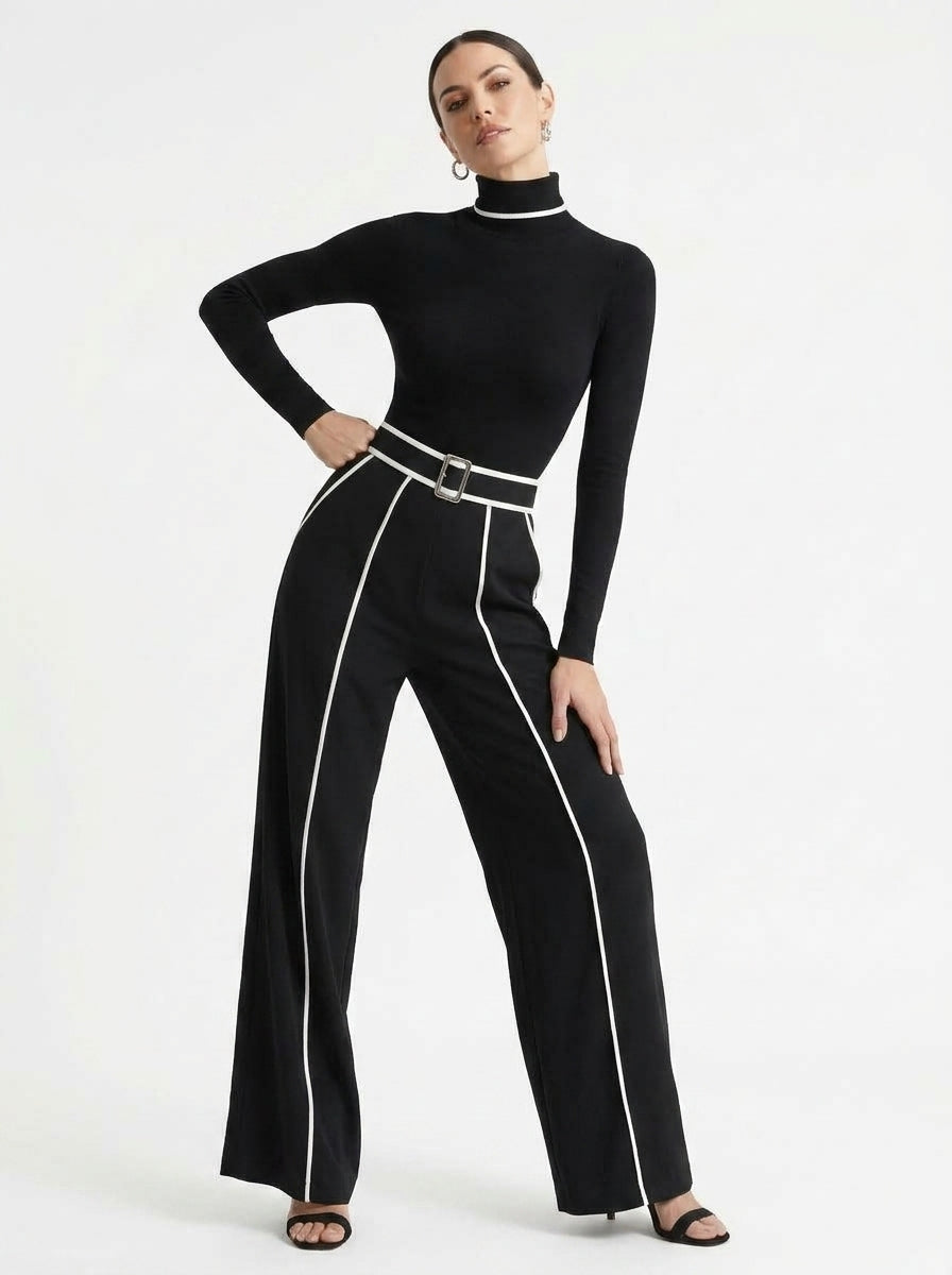 Elysia — Contrast Panel Wide-Leg Set