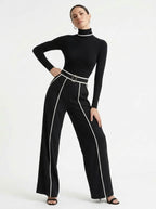 Elysia — Contrast Panel Wide-Leg Set
