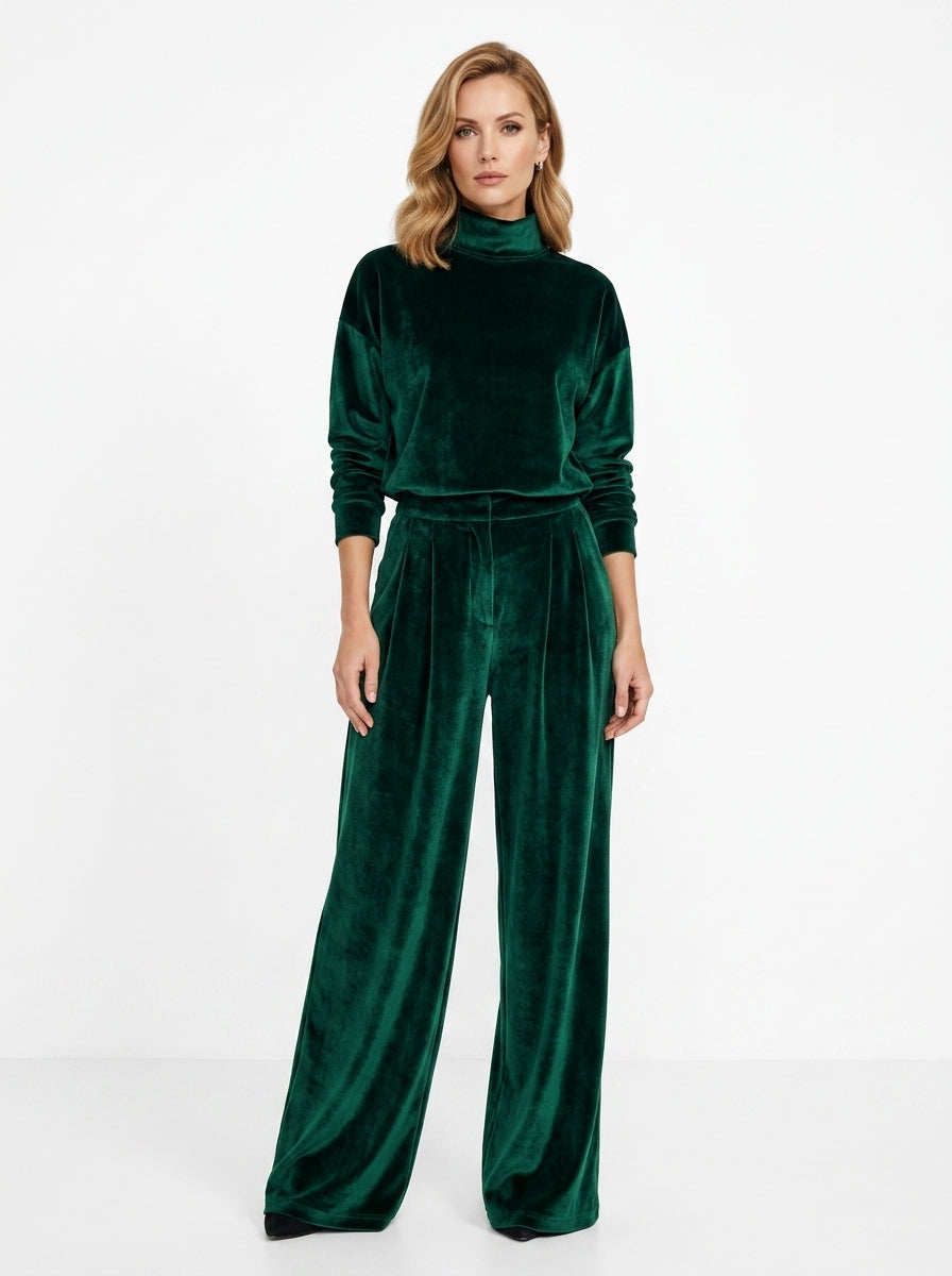 Scarlett — Velvet Turtleneck & Wide-Leg Set