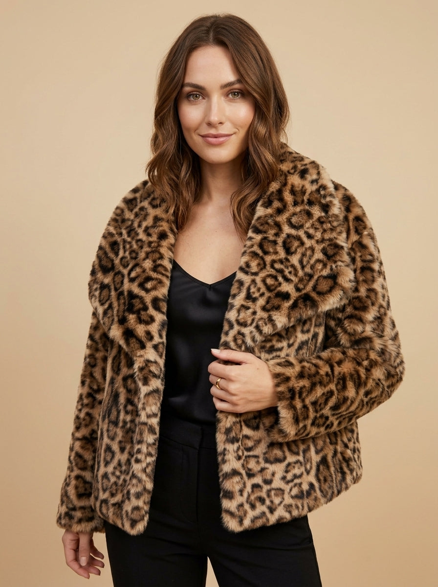 Vienza — High-Neck Faux Fur Coat