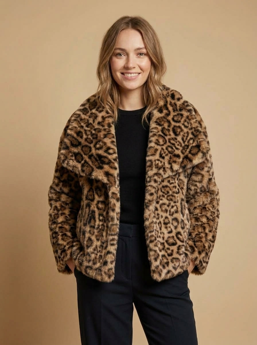 Vienza — High-Neck Faux Fur Coat