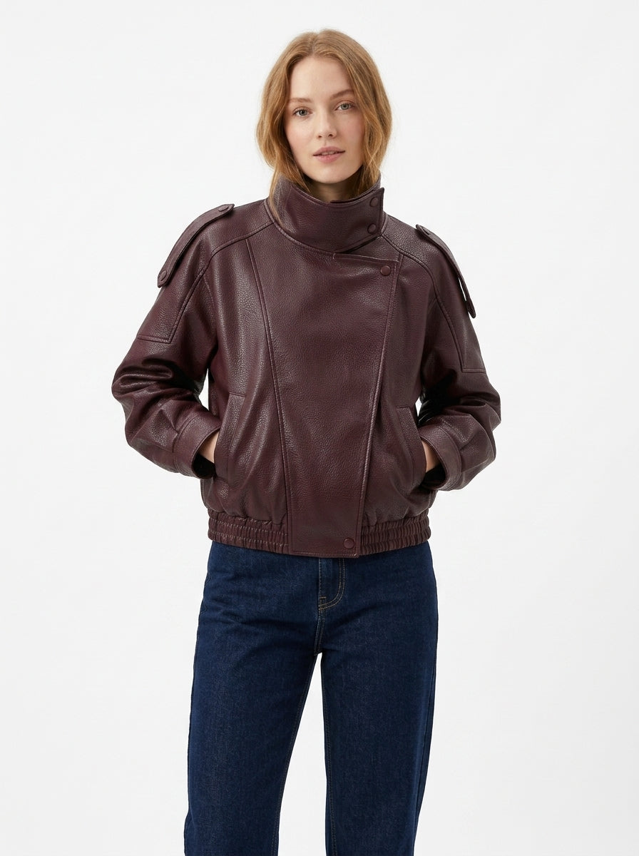 Vienna — Oversized Faux Leather Bomber