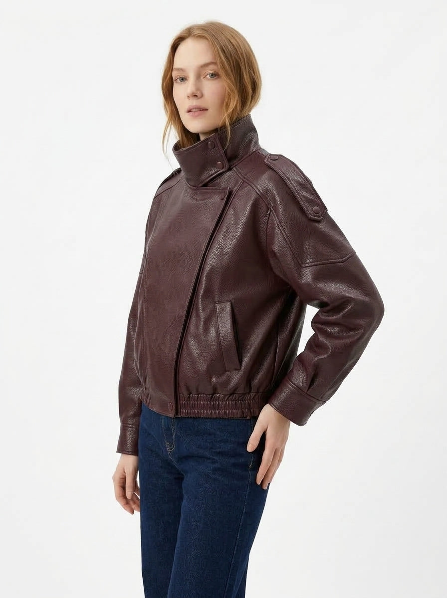 Vienna — Oversized Faux Leather Bomber