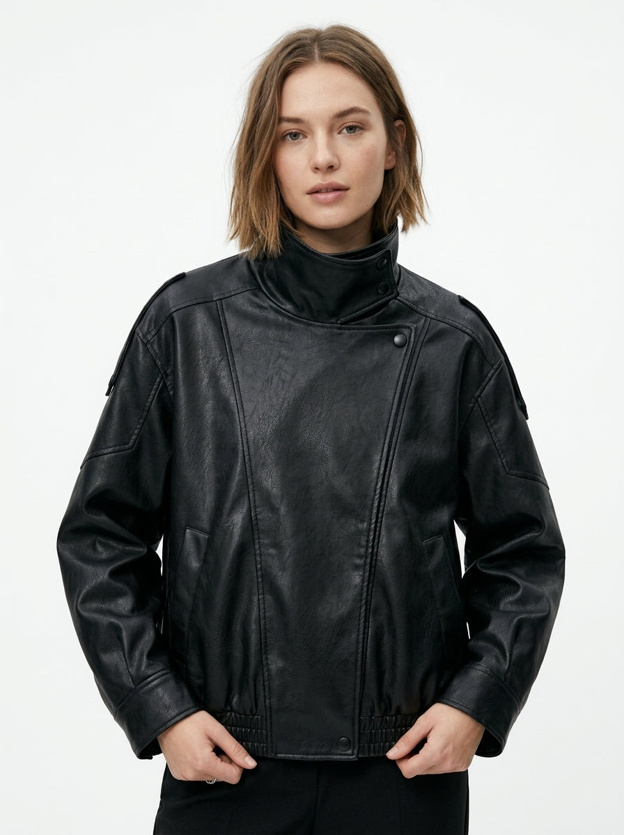 Vienna — Oversized Faux Leather Bomber