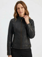 Seraphina — High-Neck Faux Leather Jacket