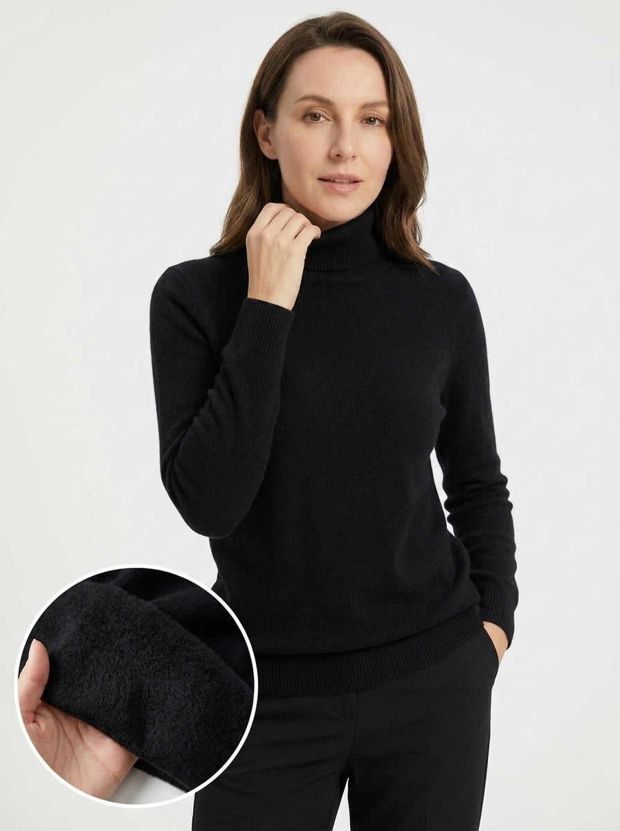 Belvane — Fleece-Lined Turtleneck Jumper with Free Matching Lined Beanie and Gloves