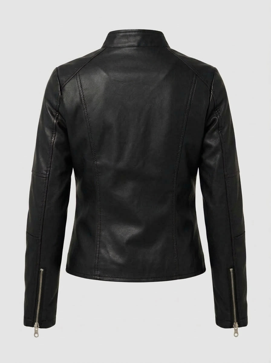 Seraphina — High-Neck Faux Leather Jacket