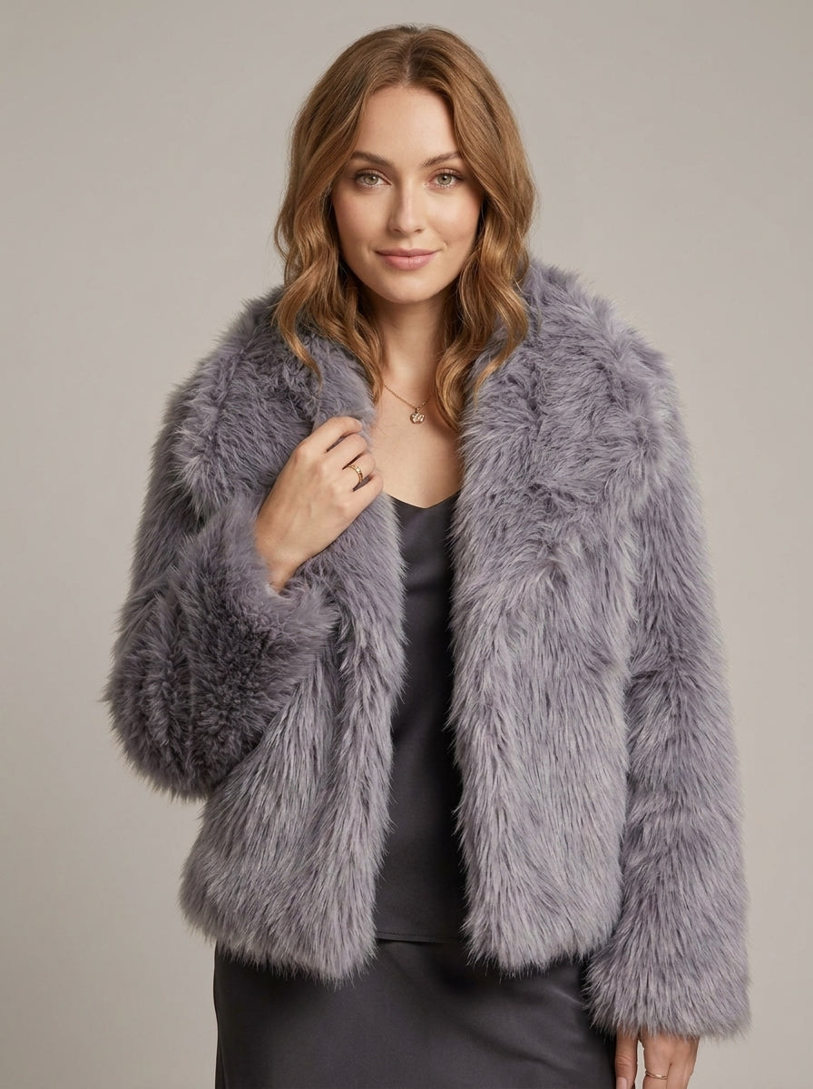 Vienza — High-Neck Faux Fur Coat