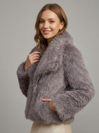 Vienza — High-Neck Faux Fur Coat