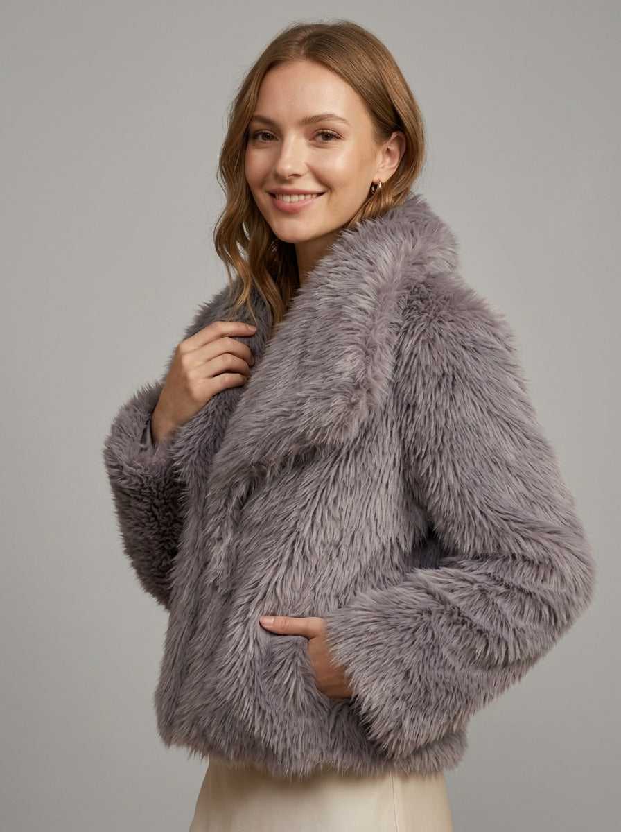 Vienza — High-Neck Faux Fur Coat
