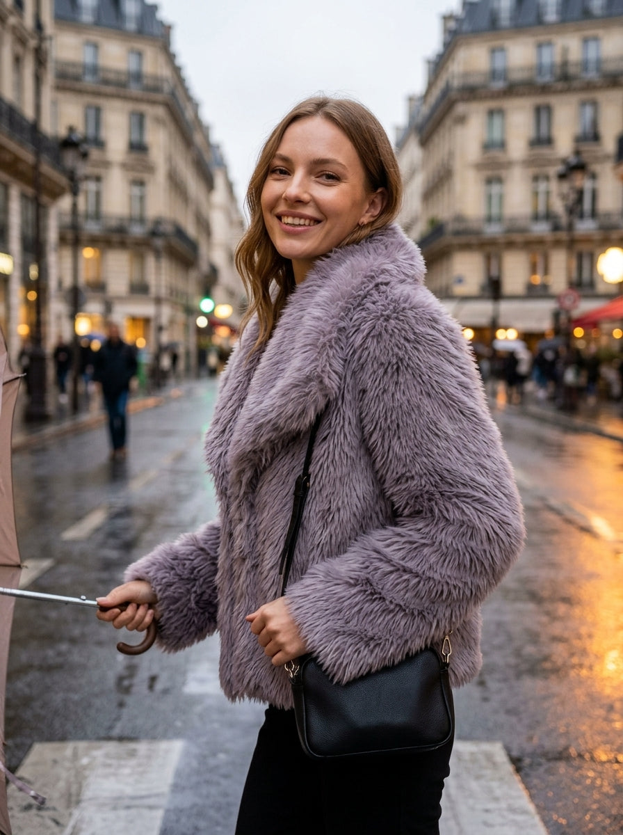 Vienza — High-Neck Faux Fur Coat