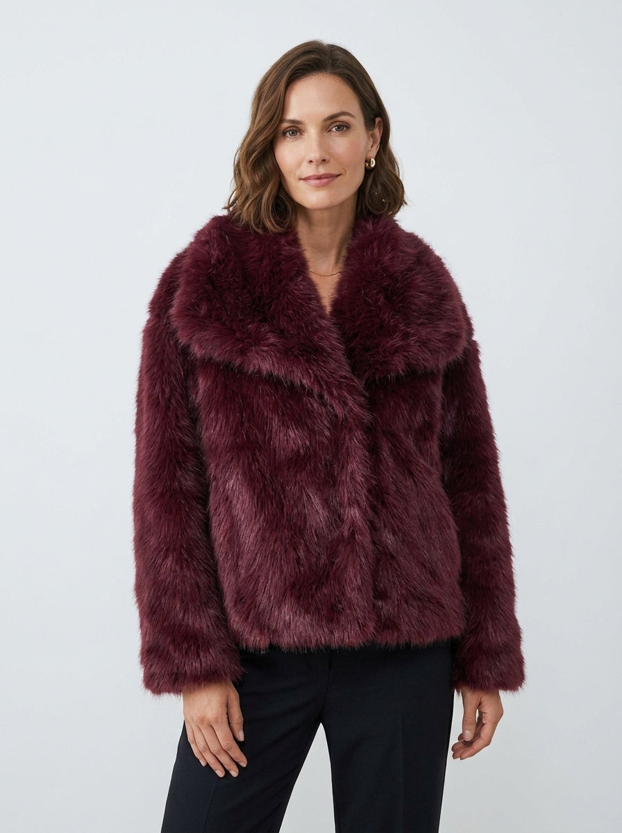 Vienza — High-Neck Faux Fur Coat