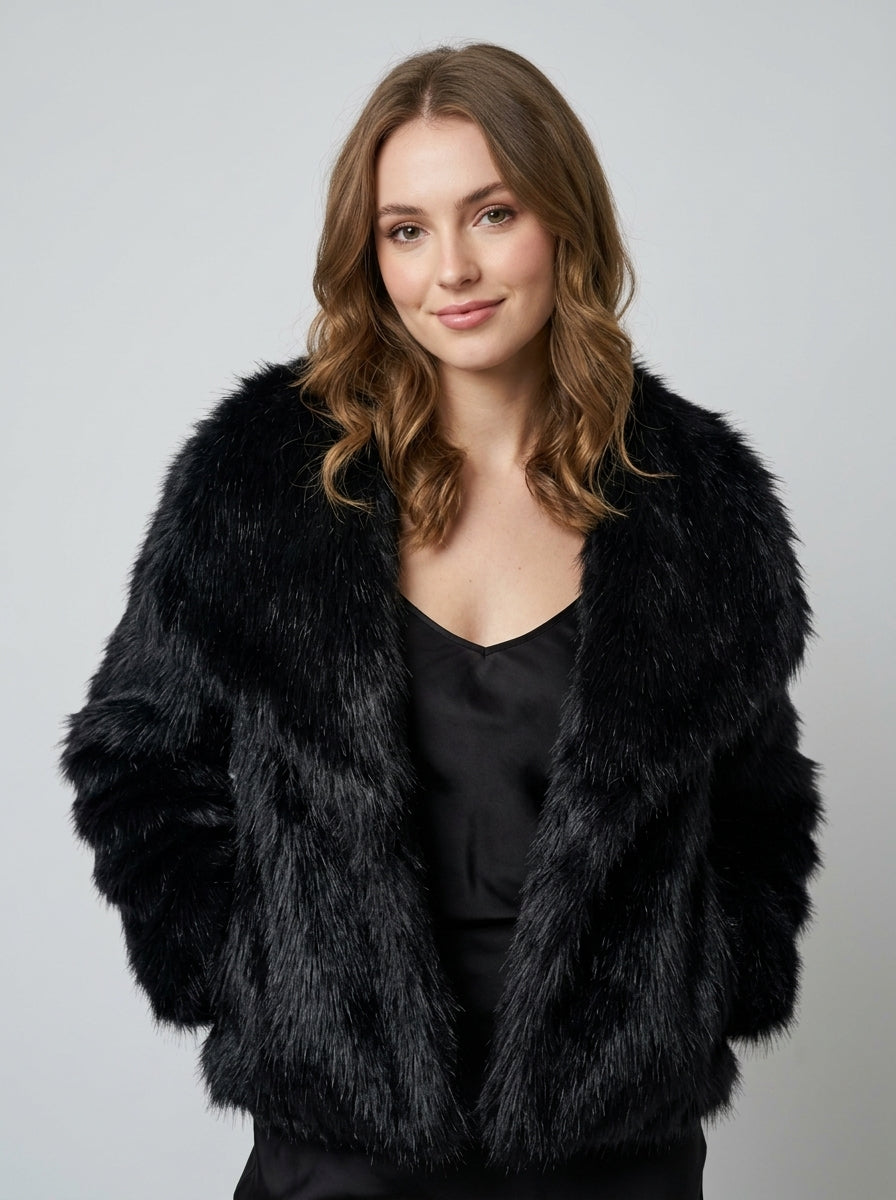 Vienza — High-Neck Faux Fur Coat