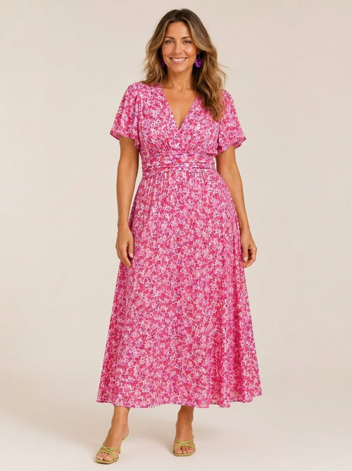 CHARLOTTE | FLORAL PRINT MAXI DRESS WITH A V-NECK AND HIGH WAIST.