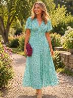 CHARLOTTE | FLORAL PRINT MAXI DRESS WITH A V-NECK AND HIGH WAIST.