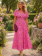 CHARLOTTE | FLORAL PRINT MAXI DRESS WITH A V-NECK AND HIGH WAIST.